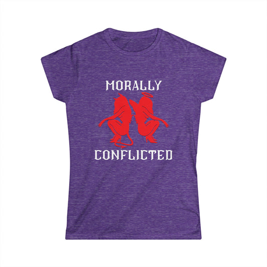 Morally Conflicted Women's Softstyle Tee, Cute Graphic Tee, Gift for Her, Casual Wear, Statement Shirt, Everyday Fashion