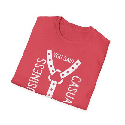 Bondage Casual Humor T-Shirt - Business Casual, Funny Tee for Work, Gift for Office Friends, Unisex Softstyle Shirt, Everyday Wear