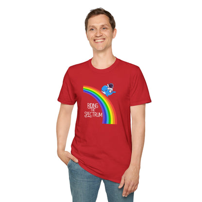 Riding the Spectrum T-Shirt - Joyful Unisex Tee for Celebrations, Gift for Friends, LGBTQ+ Pride, Positive Vibes, Casual Wear