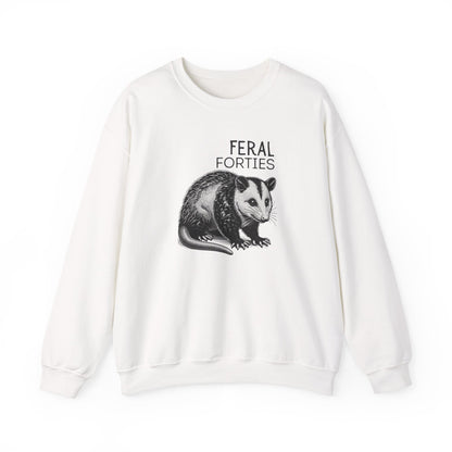 Feral Forties Sweatshirt, Funny Graphic Sweatshirt, Unisex Crewneck, Birthday Gift for Him/Her, Cozy Lounge Apparel