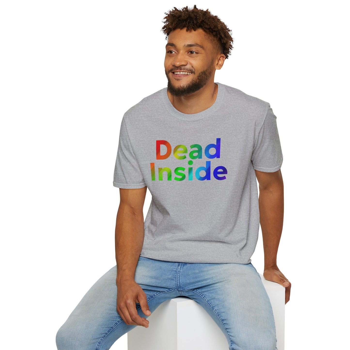 Colorful 'Dead Inside' Unisex Softstyle T-Shirt, Funny Graphic Tee, Casual Wear, Gift Idea, Everyday Comfort