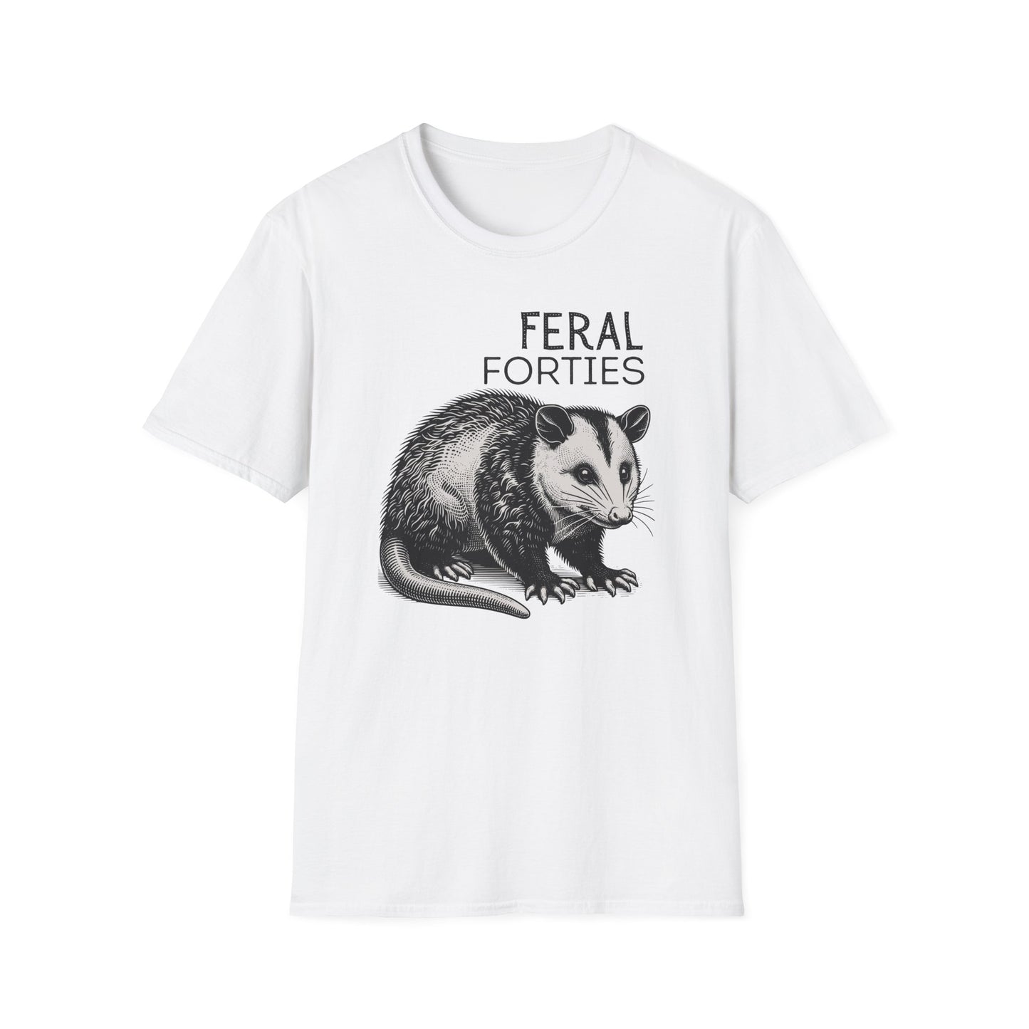 Feral Forties Unisex T-Shirt - Opossum Graphic Tee, Animal Lover Shirt, Wildlife Enthusiast Apparel, Nature Inspired Clothing, Birthday Gift