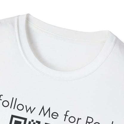 'Unfollow Me for Real' QR Code Design, Unisex Softstyle Tee, Casual Wear, Social Media Humor, Gift for Friends, Trendy Statement Tee