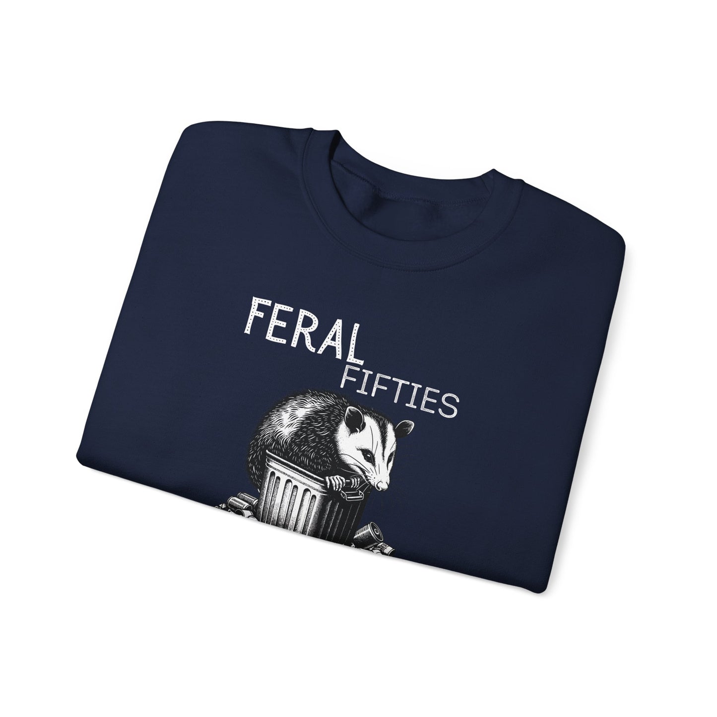 Feral Fifties Crewneck Sweatshirt, Funny Animal Sweatshirt, Gift for Animal Lovers, Casual Wear, Cozy Sweatshirt for Relaxation