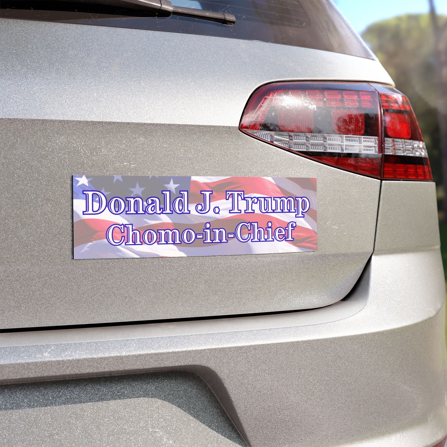 Patriotic Car Magnet, Donald J. Trump Chomo-in-Chief Magnet, Funny Bumper Sticker, Political Vehicle Decor, USA Flag Design