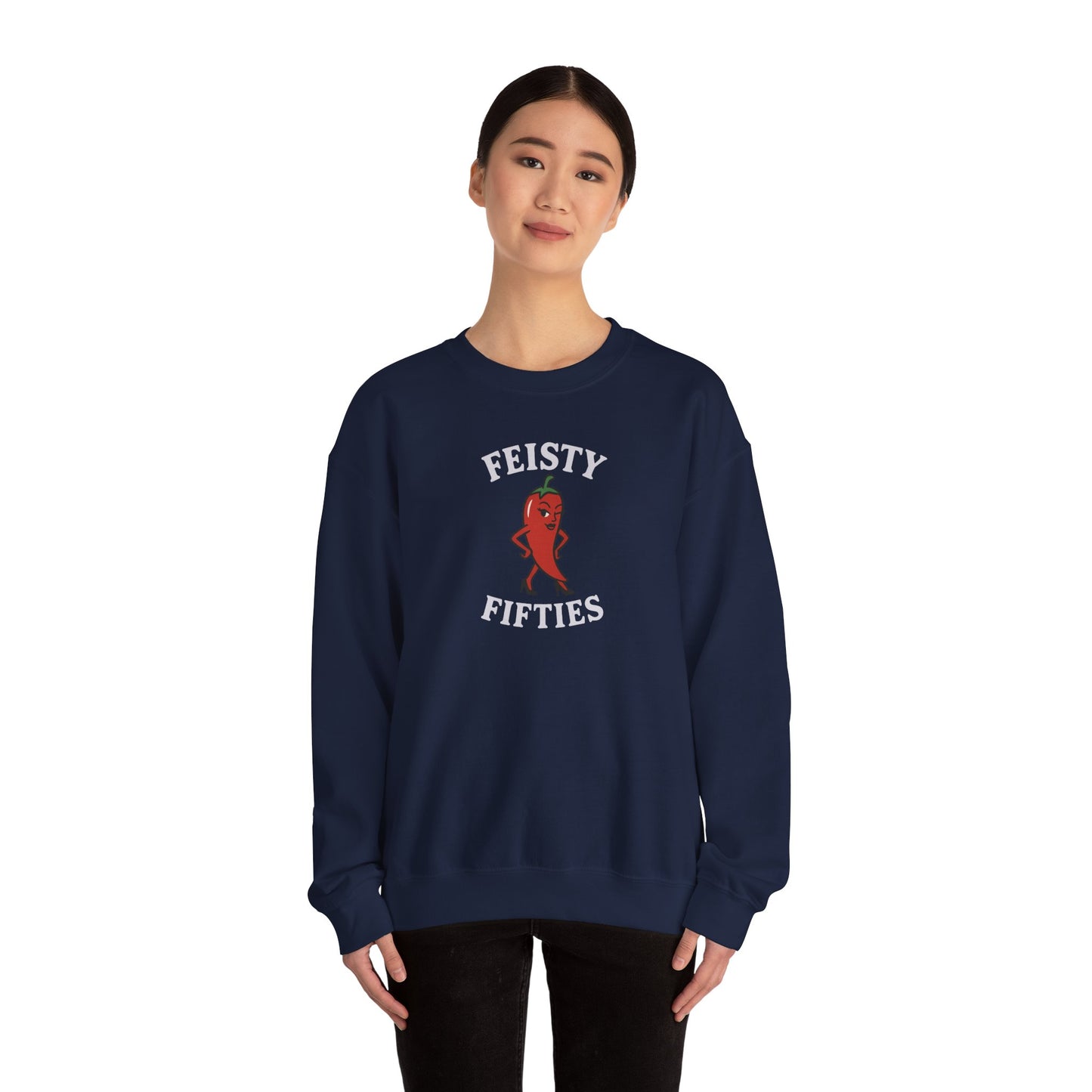 Feisty Fifties Sweatshirt - Unisex Crewneck, Cute Gift for Birthdays, Vintage Style, Cozy Fashion for Everyone
