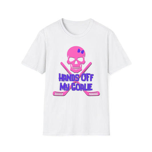 Skull Graphic T-Shirt - Hands Off My Goalie, Hockey Fan Tee, Unisex Funny Shirt, Cool Gift for Sports Lovers, Casual Wear