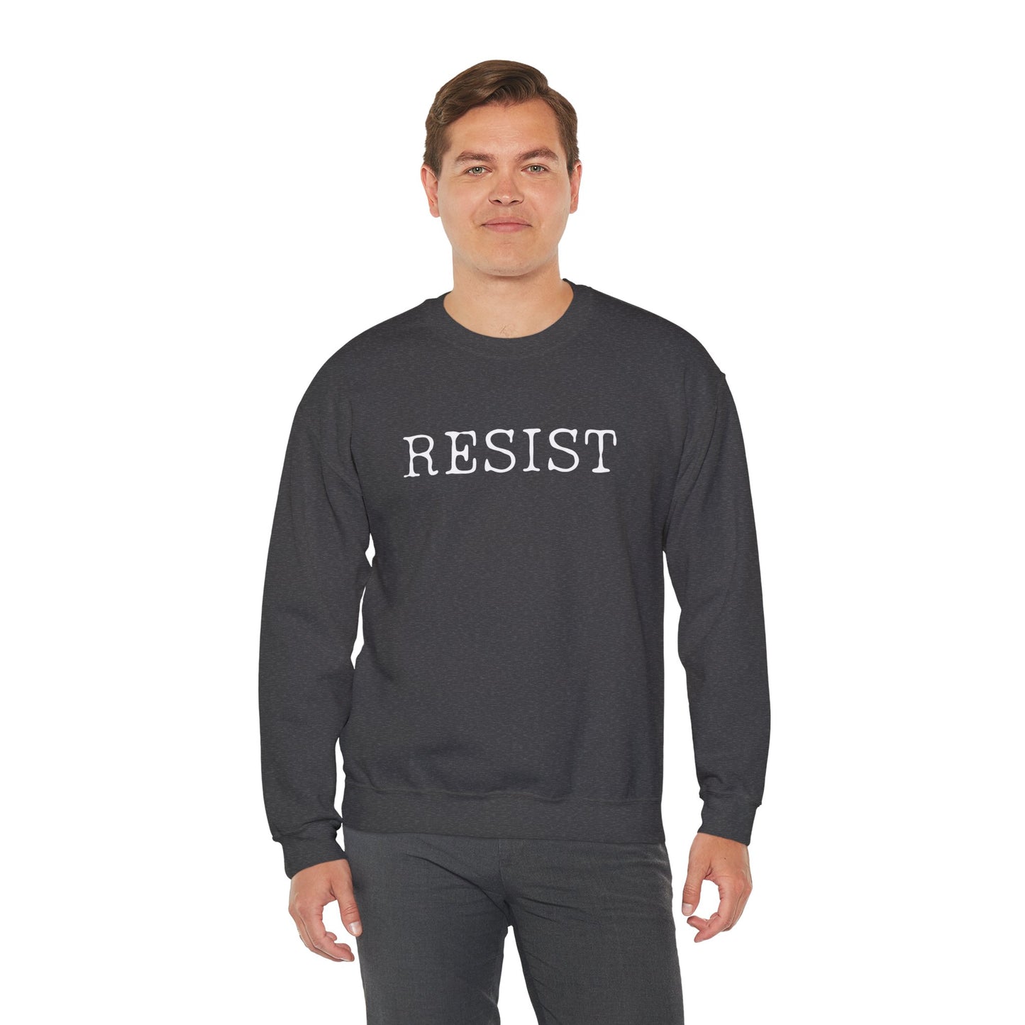 Resist Crewneck Sweatshirt, Comfortable Unisex Sweater, Everyday Wear, Activism Apparel, Gift for Protesters, Casual Style