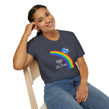 Riding the Spectrum T-Shirt - Joyful Unisex Tee for Celebrations, Gift for Friends, LGBTQ+ Pride, Positive Vibes, Casual Wear