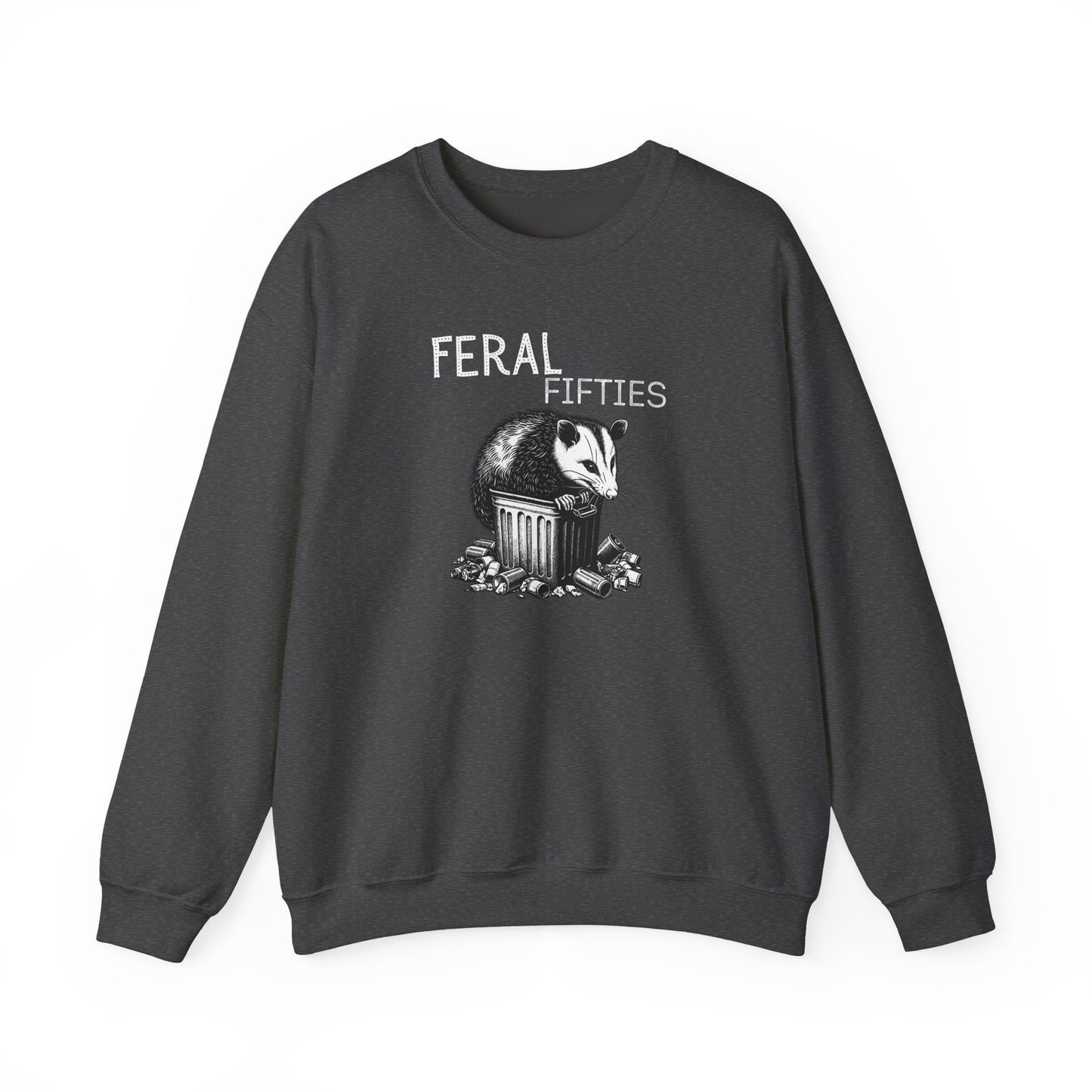 Feral Fifties Crewneck Sweatshirt, Funny Animal Sweatshirt, Gift for Animal Lovers, Casual Wear, Cozy Sweatshirt for Relaxation