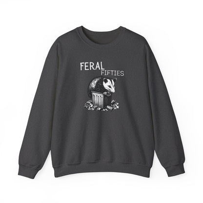 Feral Fifties Crewneck Sweatshirt, Funny Animal Sweatshirt, Gift for Animal Lovers, Casual Wear, Cozy Sweatshirt for Relaxation