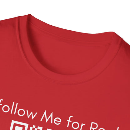 'Unfollow Me for Real' QR Code Design, Unisex Softstyle Tee, Casual Wear, Social Media Humor, Gift for Friends, Trendy Statement Tee