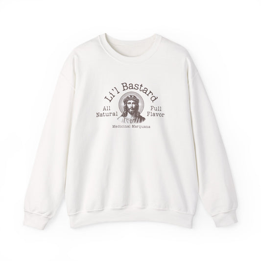 'Lil' Bastard' Jesus Marijuana Print, Perfect for Casual Style, Gift for Friends, Humor Apparel, Unisex Sweatshirt