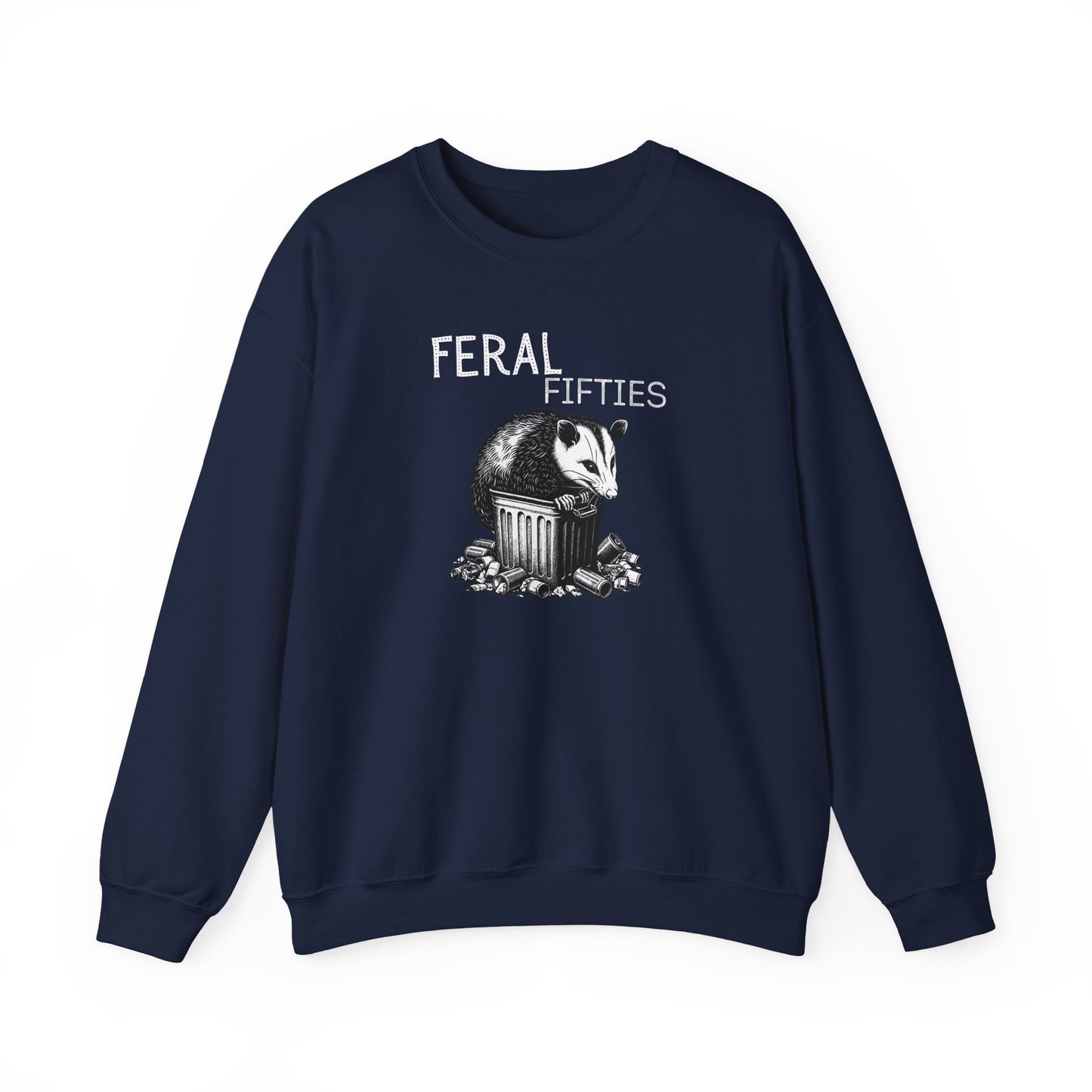 Feral Fifties Crewneck Sweatshirt, Funny Animal Sweatshirt, Gift for Animal Lovers, Casual Wear, Cozy Sweatshirt for Relaxation