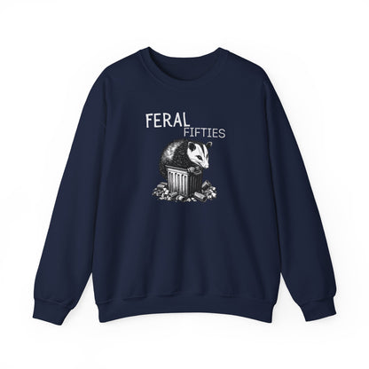 Feral Fifties Crewneck Sweatshirt, Funny Animal Sweatshirt, Gift for Animal Lovers, Casual Wear, Cozy Sweatshirt for Relaxation
