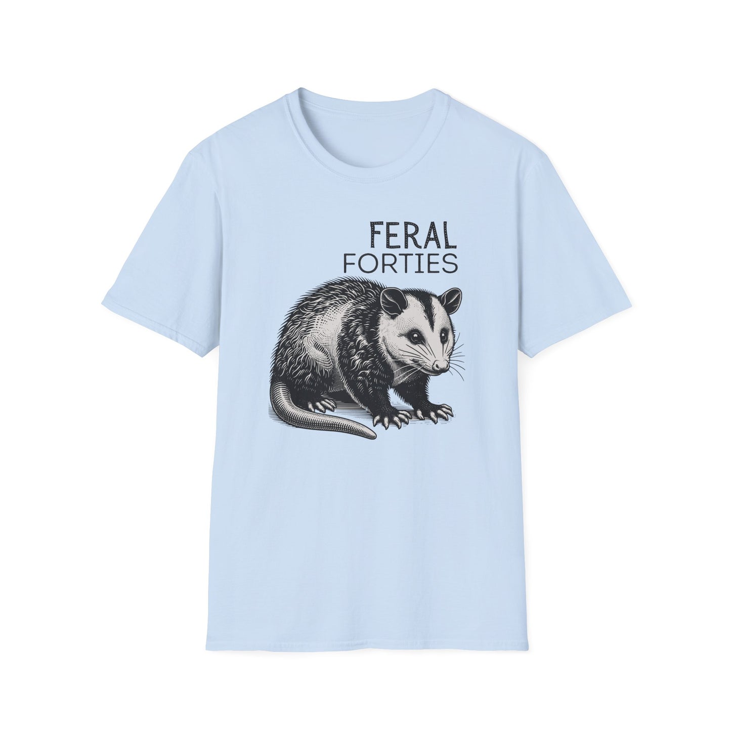 Feral Forties Unisex T-Shirt - Opossum Graphic Tee, Animal Lover Shirt, Wildlife Enthusiast Apparel, Nature Inspired Clothing, Birthday Gift