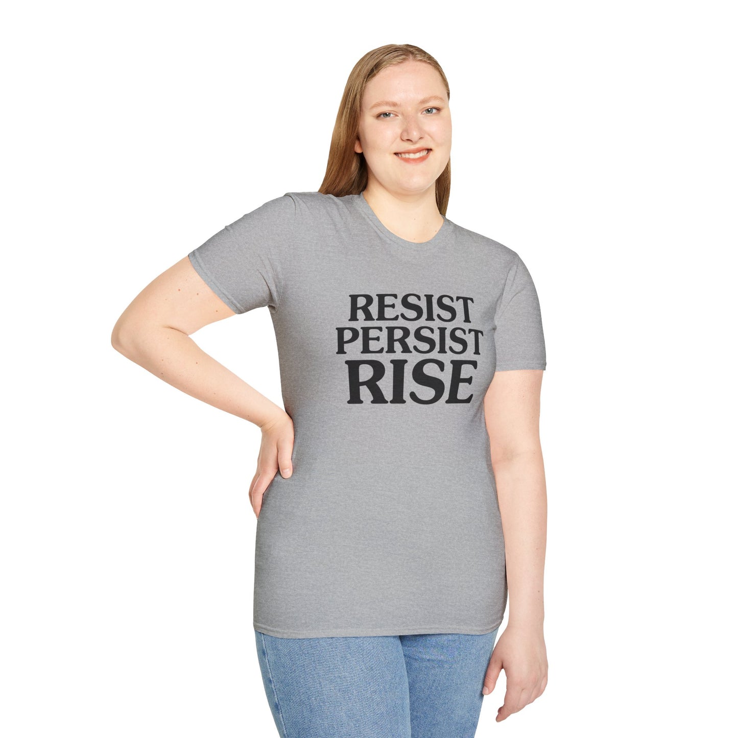 Resist Persist Rise Inspirational Unisex T-Shirt, Motivational Tee, Empowerment Shirt, Gift for Activists, Casual Wear