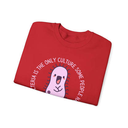 "Bacteria Is The Only Culture" Cute Pink Germ Graphic Sweatshirt