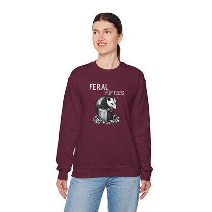 Feral Fifties Crewneck Sweatshirt, Funny Animal Sweatshirt, Gift for Animal Lovers, Casual Wear, Cozy Sweatshirt for Relaxation
