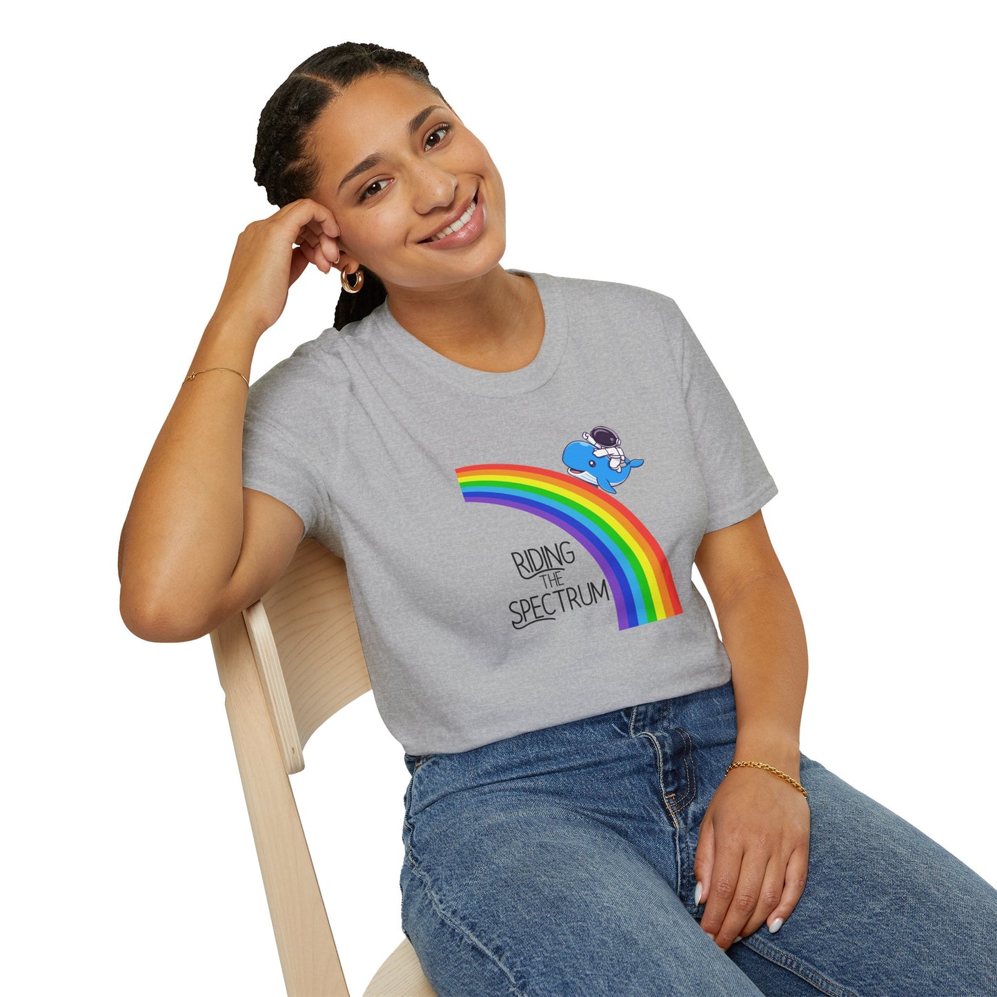 Riding the Spectrum T-Shirt - Joyful Unisex Tee for Celebrations, Gift for Friends, LGBTQ+ Pride, Positive Vibes, Casual Wear