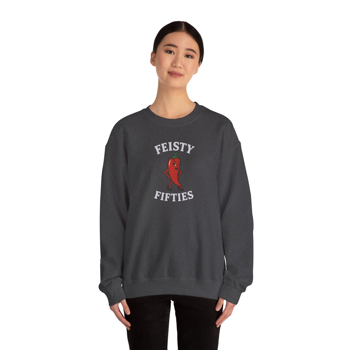 Feisty Fifties Sweatshirt - Unisex Crewneck, Cute Gift for Birthdays, Vintage Style, Cozy Fashion for Everyone