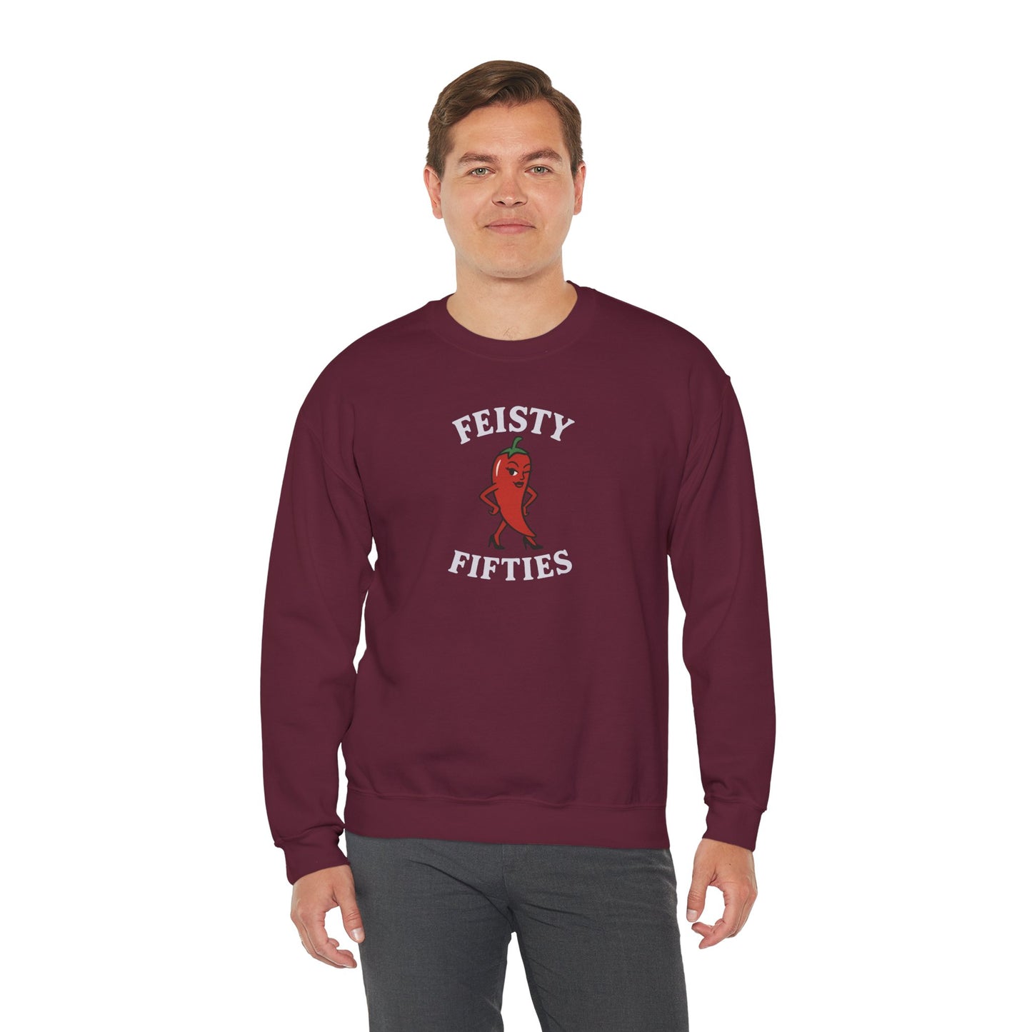 Feisty Fifties Sweatshirt - Unisex Crewneck, Cute Gift for Birthdays, Vintage Style, Cozy Fashion for Everyone