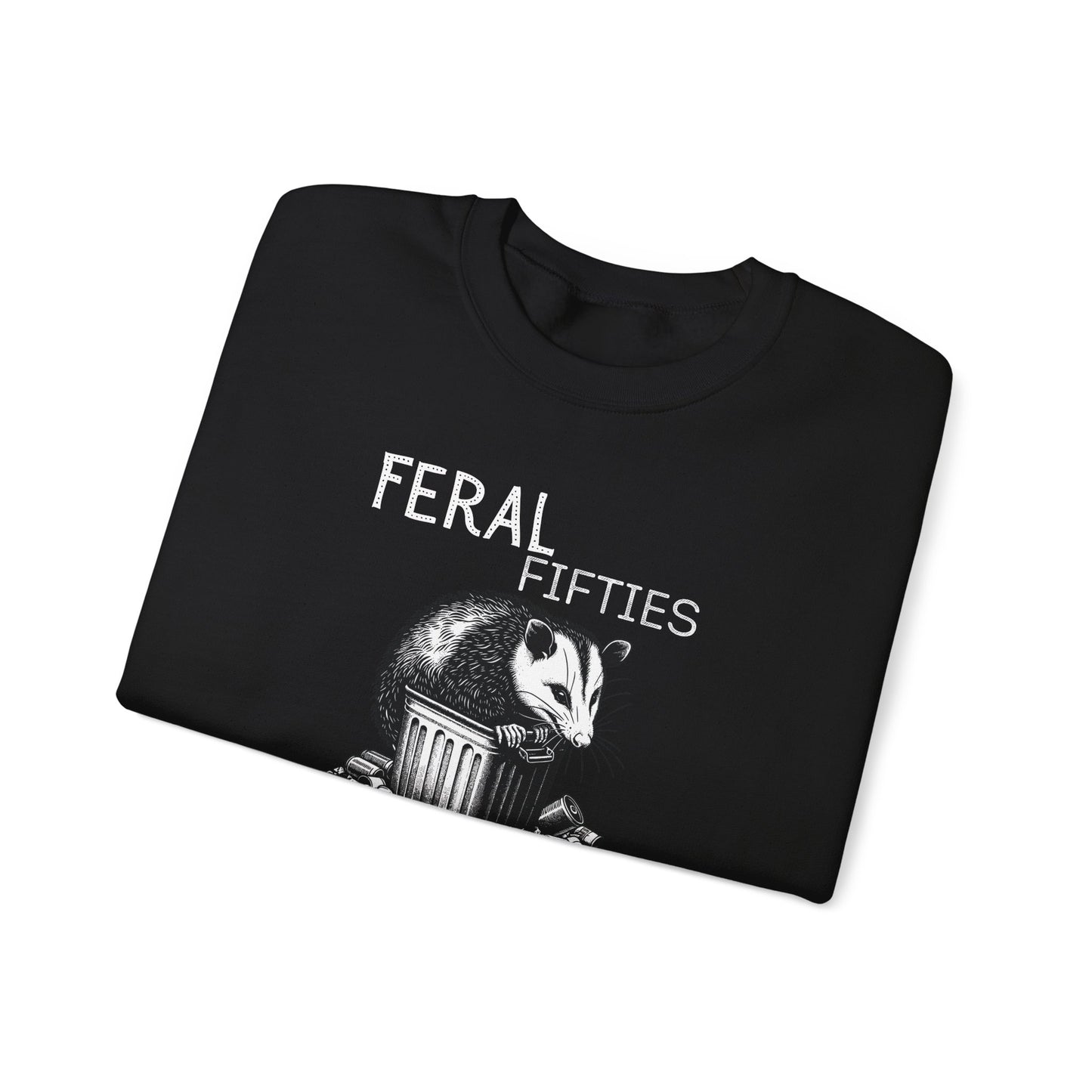 Feral Fifties Crewneck Sweatshirt, Funny Animal Sweatshirt, Gift for Animal Lovers, Casual Wear, Cozy Sweatshirt for Relaxation