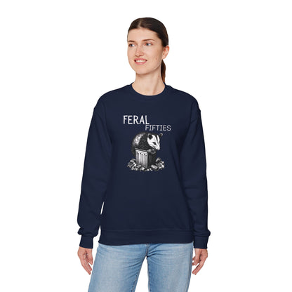 Feral Fifties Crewneck Sweatshirt, Funny Animal Sweatshirt, Gift for Animal Lovers, Casual Wear, Cozy Sweatshirt for Relaxation