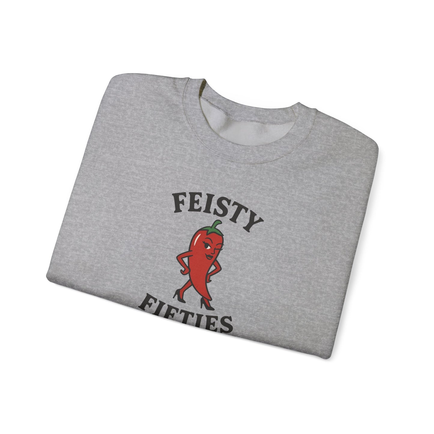 Feisty Fifties Sweatshirt - Unisex Crewneck, Cute Gift for Birthdays, Vintage Style, Cozy Fashion for Everyone