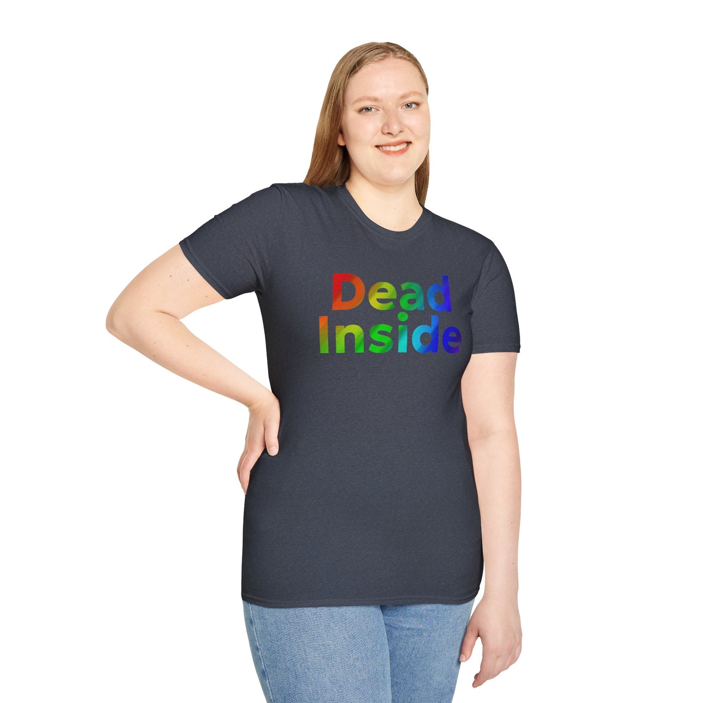 Colorful 'Dead Inside' Unisex Softstyle T-Shirt, Funny Graphic Tee, Casual Wear, Gift Idea, Everyday Comfort