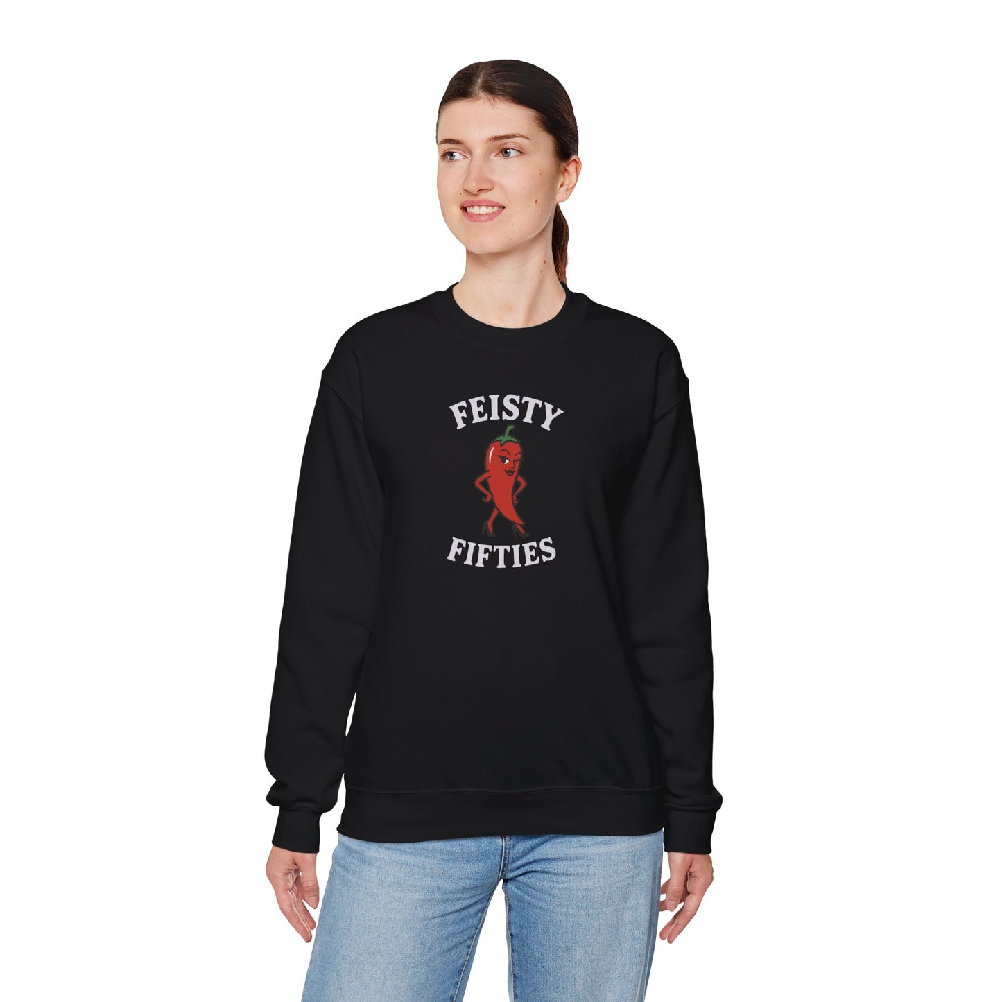 Feisty Fifties Sweatshirt - Unisex Crewneck, Cute Gift for Birthdays, Vintage Style, Cozy Fashion for Everyone
