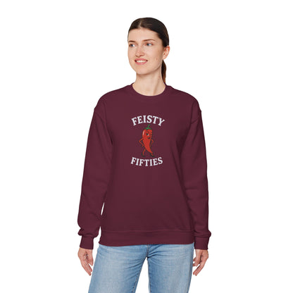 Feisty Fifties Sweatshirt - Unisex Crewneck, Cute Gift for Birthdays, Vintage Style, Cozy Fashion for Everyone