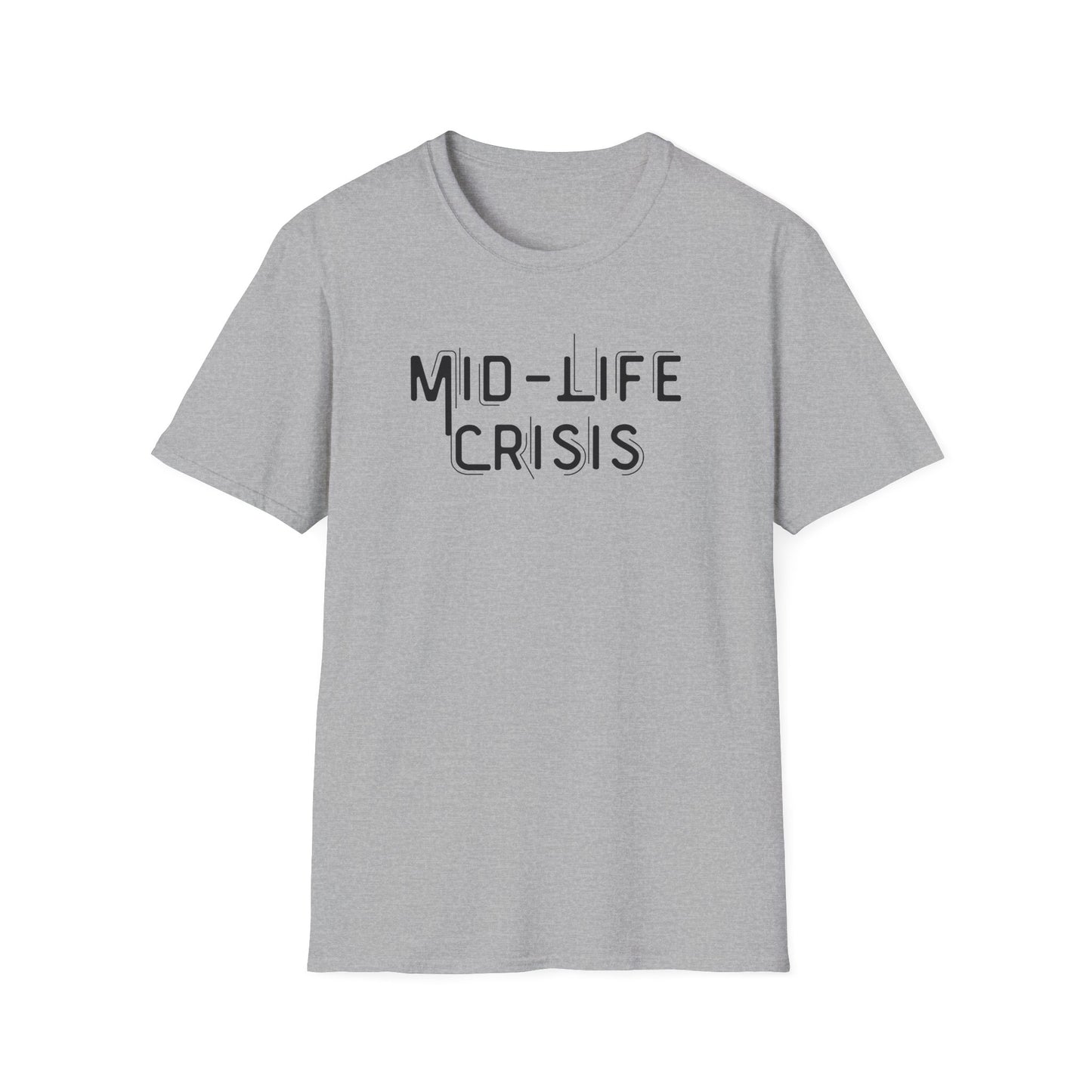 Mid-Life Crisis Unisex Softstyle T-Shirt, Funny Gift for Birthdays, Casual Wear, Humor Shirt, Great for Parties, Self-Care Tees