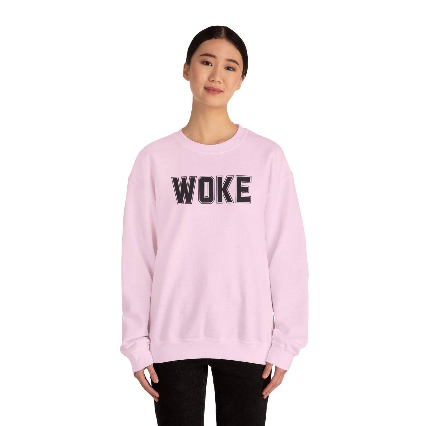 Woke Unisex Crewneck Sweatshirt | Cozy Casual Wear, Gift for Activists, Everyday Hoodie, Modern Statement Piece, Perfect for Fall