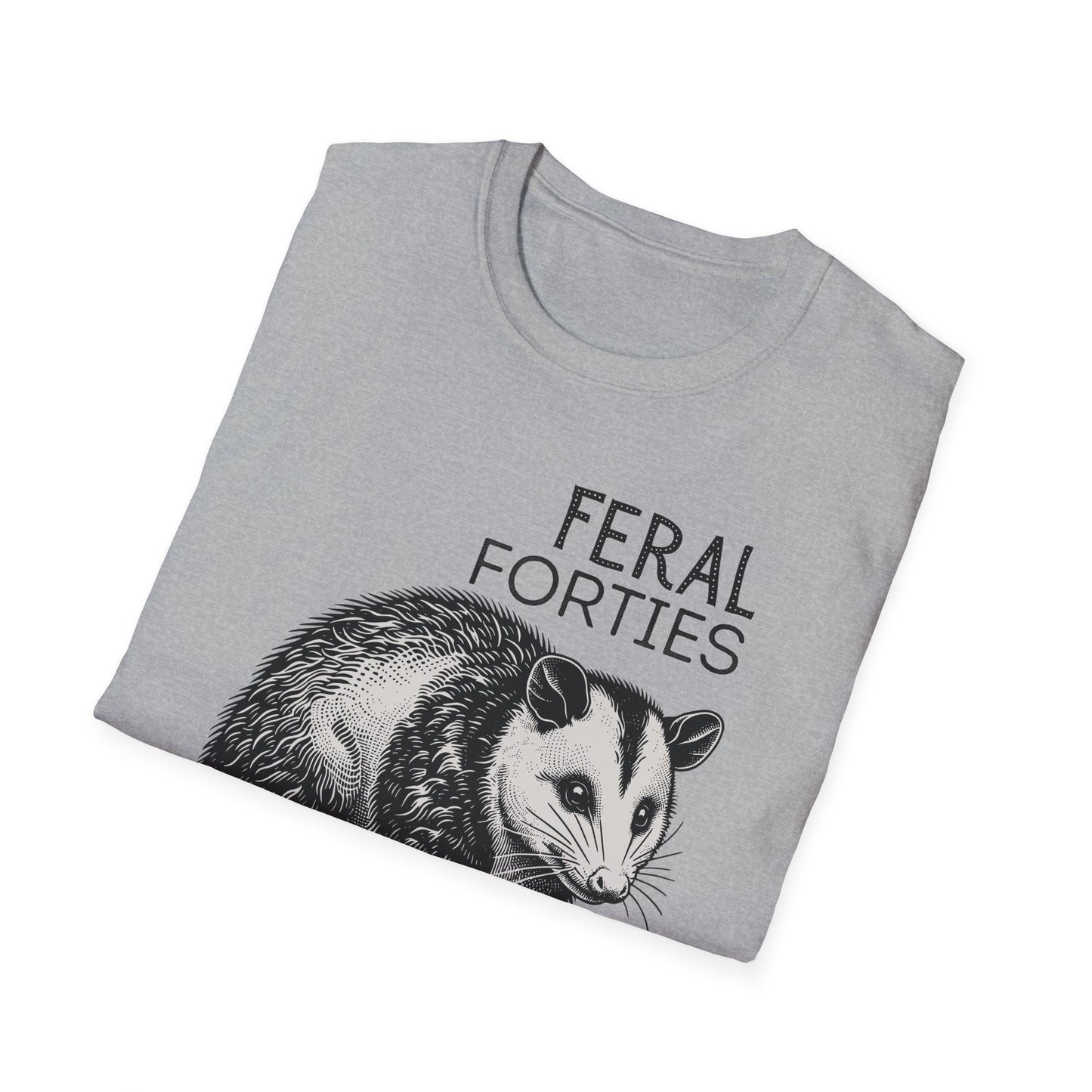 Feral Forties Unisex T-Shirt - Opossum Graphic Tee, Animal Lover Shirt, Wildlife Enthusiast Apparel, Nature Inspired Clothing, Birthday Gift