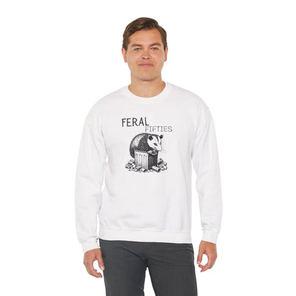 Feral Fifties Crewneck Sweatshirt, Funny Animal Sweatshirt, Gift for Animal Lovers, Casual Wear, Cozy Sweatshirt for Relaxation