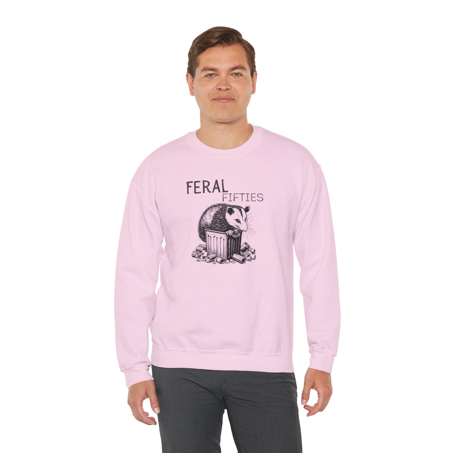 Feral Fifties Crewneck Sweatshirt, Funny Animal Sweatshirt, Gift for Animal Lovers, Casual Wear, Cozy Sweatshirt for Relaxation