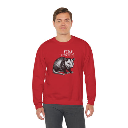 Feral Forties Sweatshirt, Funny Graphic Sweatshirt, Unisex Crewneck, Birthday Gift for Him/Her, Cozy Lounge Apparel