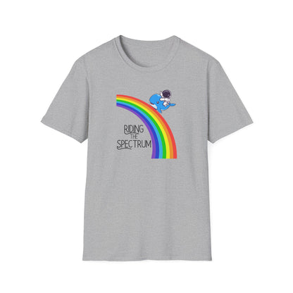 Riding the Spectrum T-Shirt - Joyful Unisex Tee for Celebrations, Gift for Friends, LGBTQ+ Pride, Positive Vibes, Casual Wear