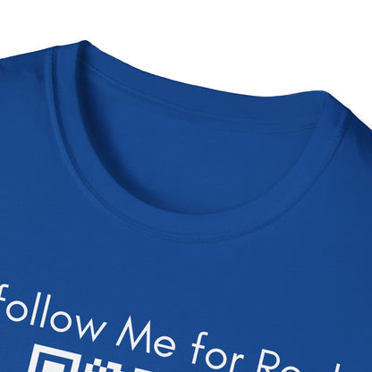 'Unfollow Me for Real' QR Code Design, Unisex Softstyle Tee, Casual Wear, Social Media Humor, Gift for Friends, Trendy Statement Tee