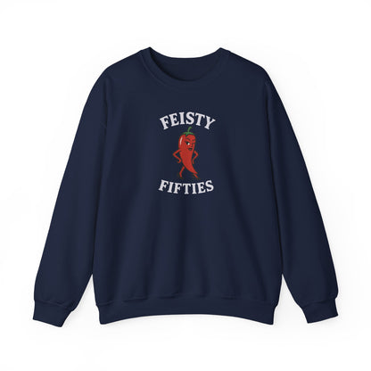 Feisty Fifties Sweatshirt - Unisex Crewneck, Cute Gift for Birthdays, Vintage Style, Cozy Fashion for Everyone