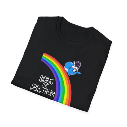 Riding the Spectrum T-Shirt - Joyful Unisex Tee for Celebrations, Gift for Friends, LGBTQ+ Pride, Positive Vibes, Casual Wear