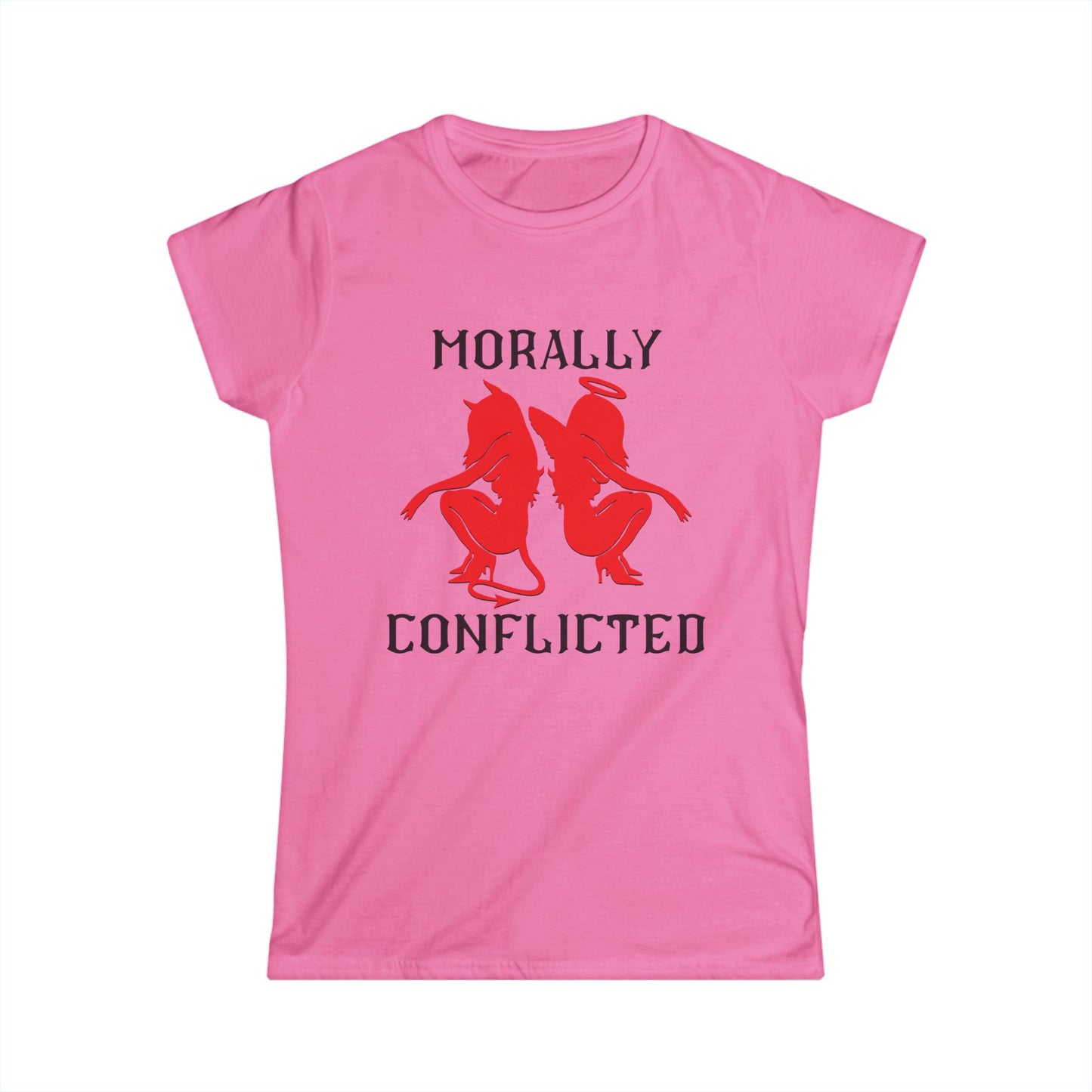 Morally Conflicted Women's Softstyle Tee, Cute Graphic Tee, Gift for Her, Casual Wear, Statement Shirt, Everyday Fashion
