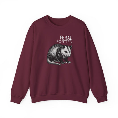 Feral Forties Sweatshirt, Funny Graphic Sweatshirt, Unisex Crewneck, Birthday Gift for Him/Her, Cozy Lounge Apparel