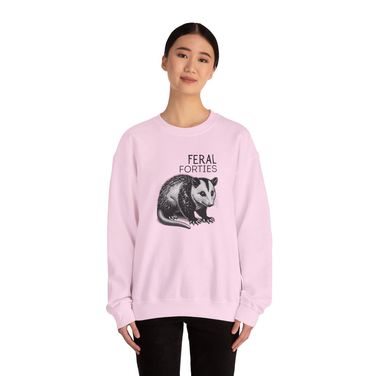 Feral Forties Sweatshirt, Funny Graphic Sweatshirt, Unisex Crewneck, Birthday Gift for Him/Her, Cozy Lounge Apparel