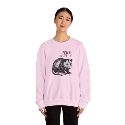 Feral Forties Sweatshirt, Funny Graphic Sweatshirt, Unisex Crewneck, Birthday Gift for Him/Her, Cozy Lounge Apparel