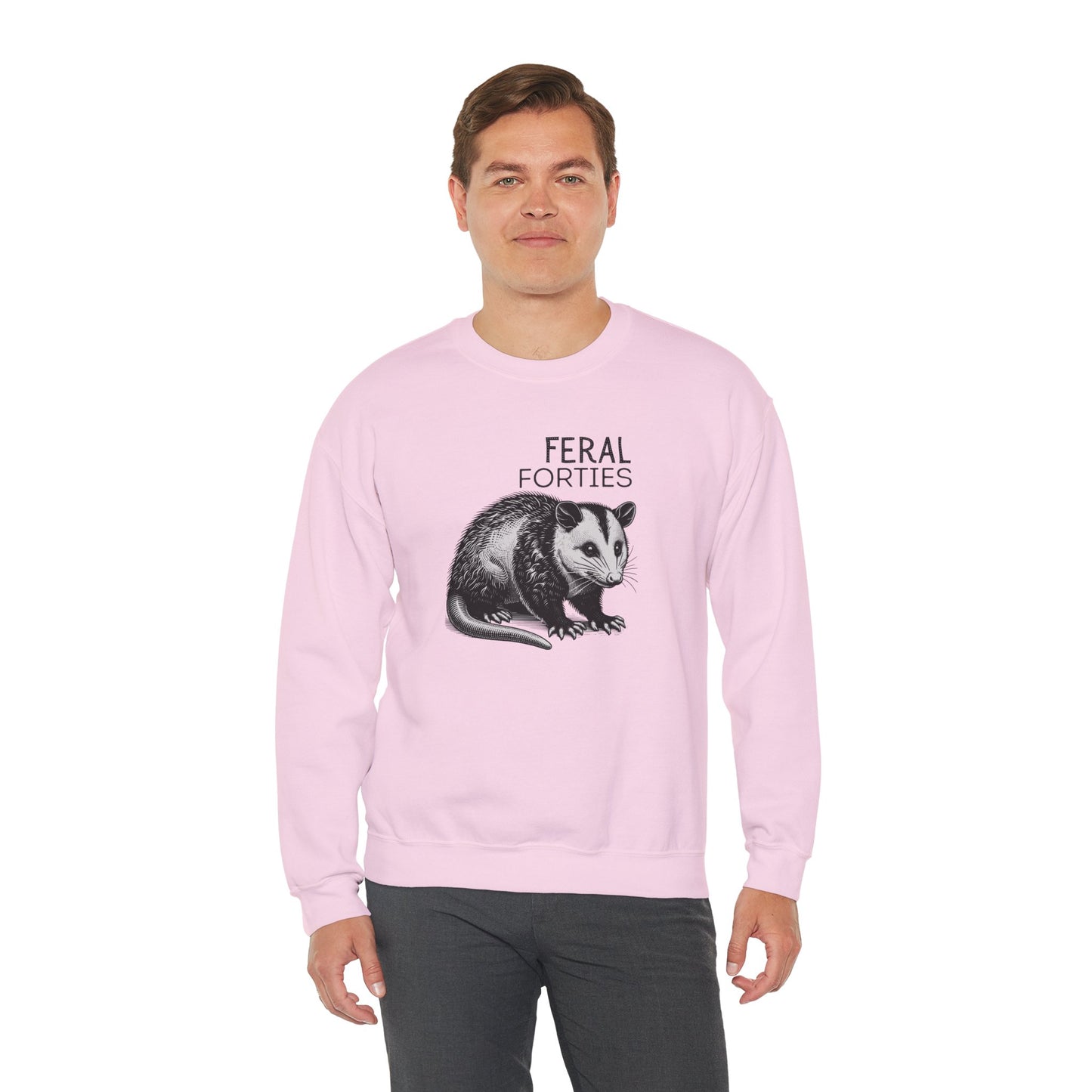 Feral Forties Sweatshirt, Funny Graphic Sweatshirt, Unisex Crewneck, Birthday Gift for Him/Her, Cozy Lounge Apparel