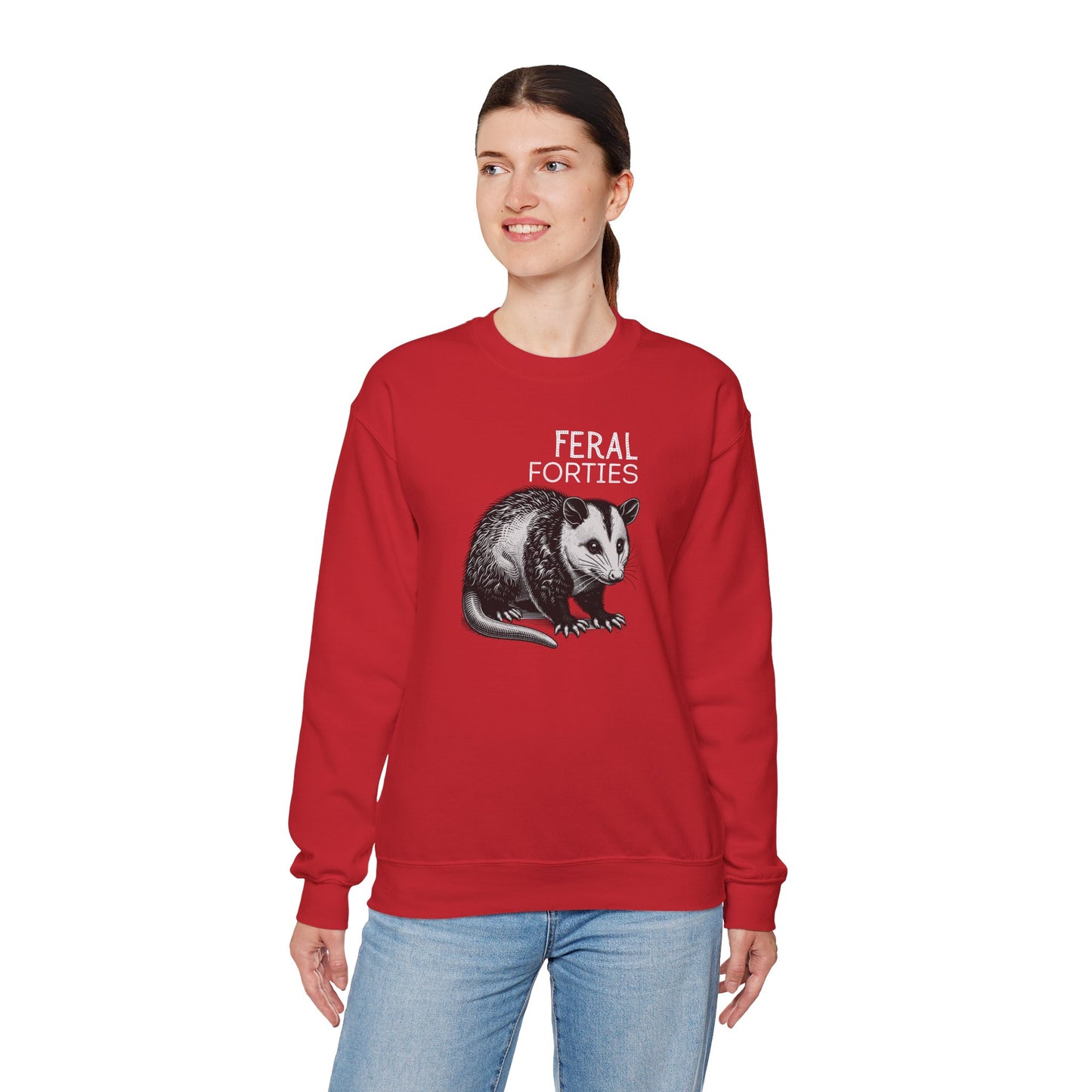 Feral Forties Sweatshirt, Funny Graphic Sweatshirt, Unisex Crewneck, Birthday Gift for Him/Her, Cozy Lounge Apparel
