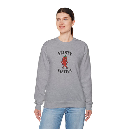 Feisty Fifties Sweatshirt - Unisex Crewneck, Cute Gift for Birthdays, Vintage Style, Cozy Fashion for Everyone