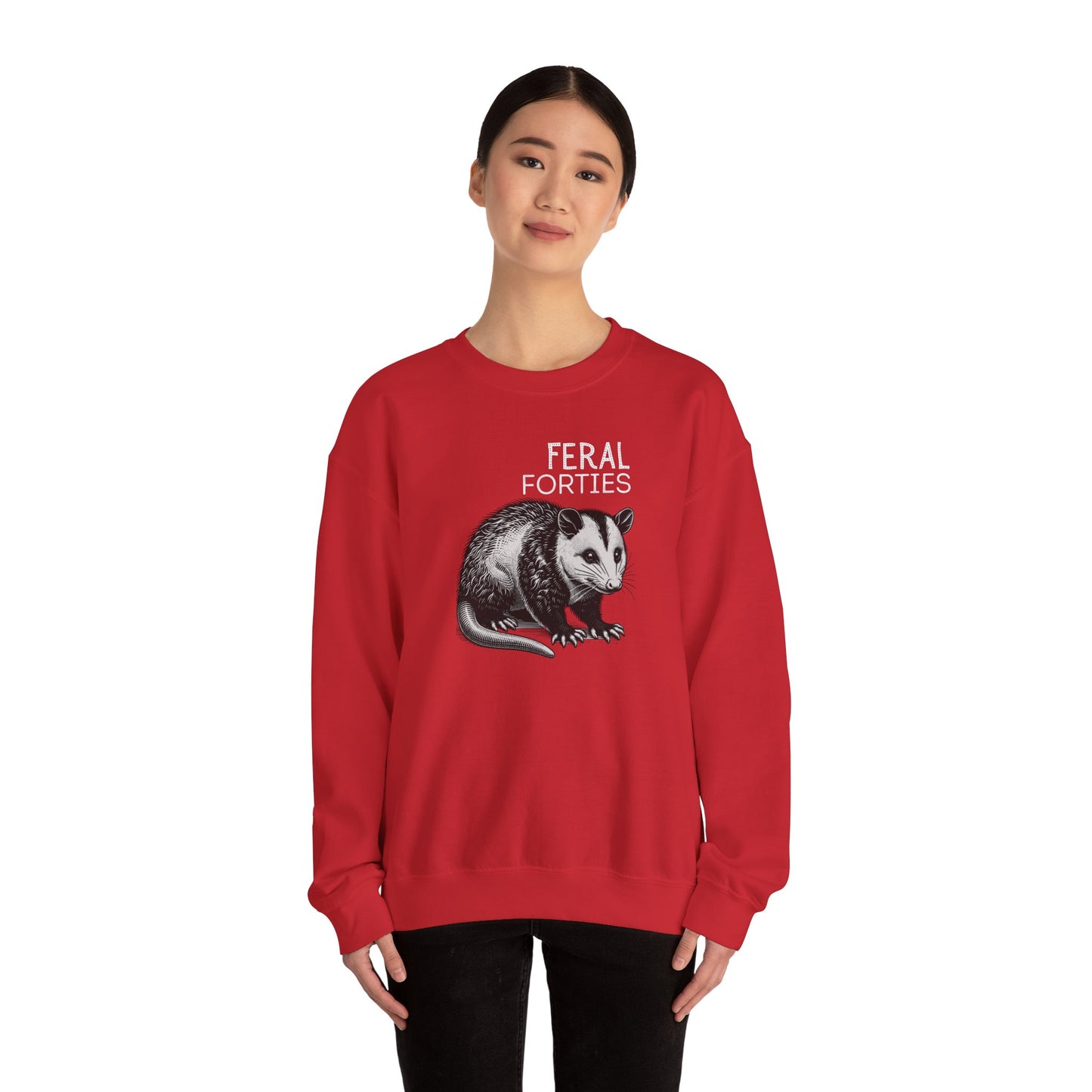 Feral Forties Sweatshirt, Funny Graphic Sweatshirt, Unisex Crewneck, Birthday Gift for Him/Her, Cozy Lounge Apparel